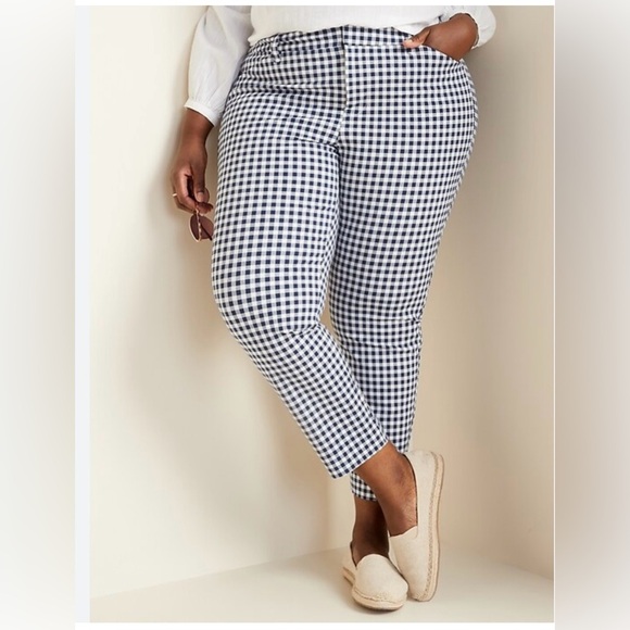 Old Navy Plus Size 20 Tan White Houndstooth-High Rise Pixie Pants-NWT - Picture 14 of 14